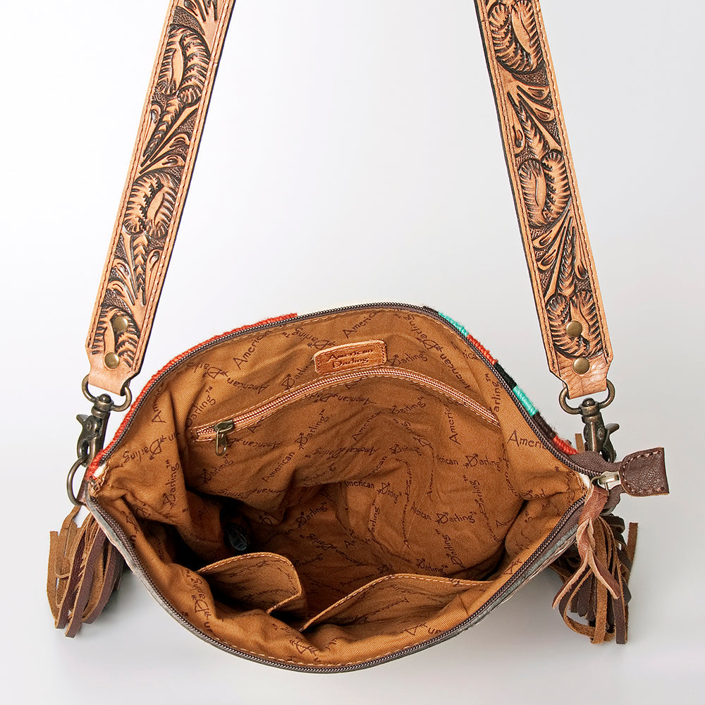 American Darling Signature Crossbody Hand Tooled Saddle Blanket Genuine Leather
