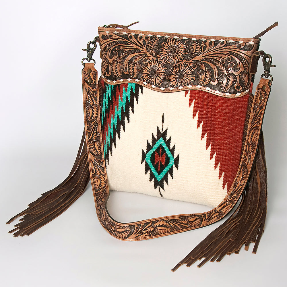 American Darling Signature Crossbody Hand Tooled Saddle Blanket Genuine Leather