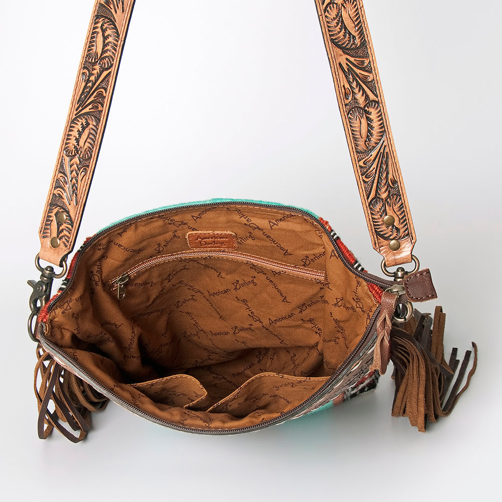 American Darling Signature Crossbody Hand Tooled Saddle Blanket Genuine Leather