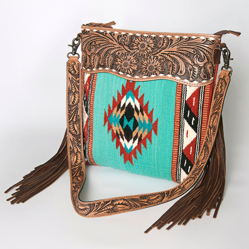 American Darling Signature Crossbody Hand Tooled Saddle Blanket Genuine Leather