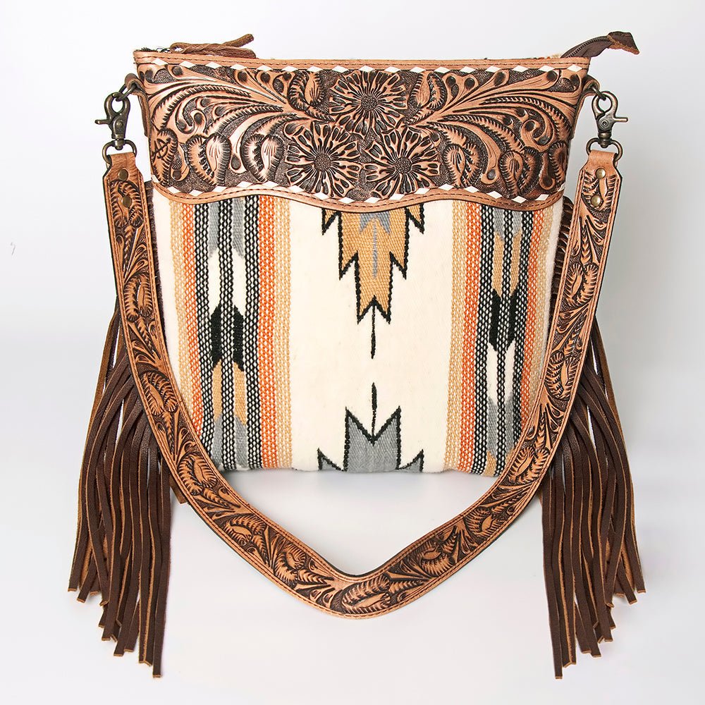 American Darling Signature Crossbody Hand Tooled Saddle Blanket Genuine Leather