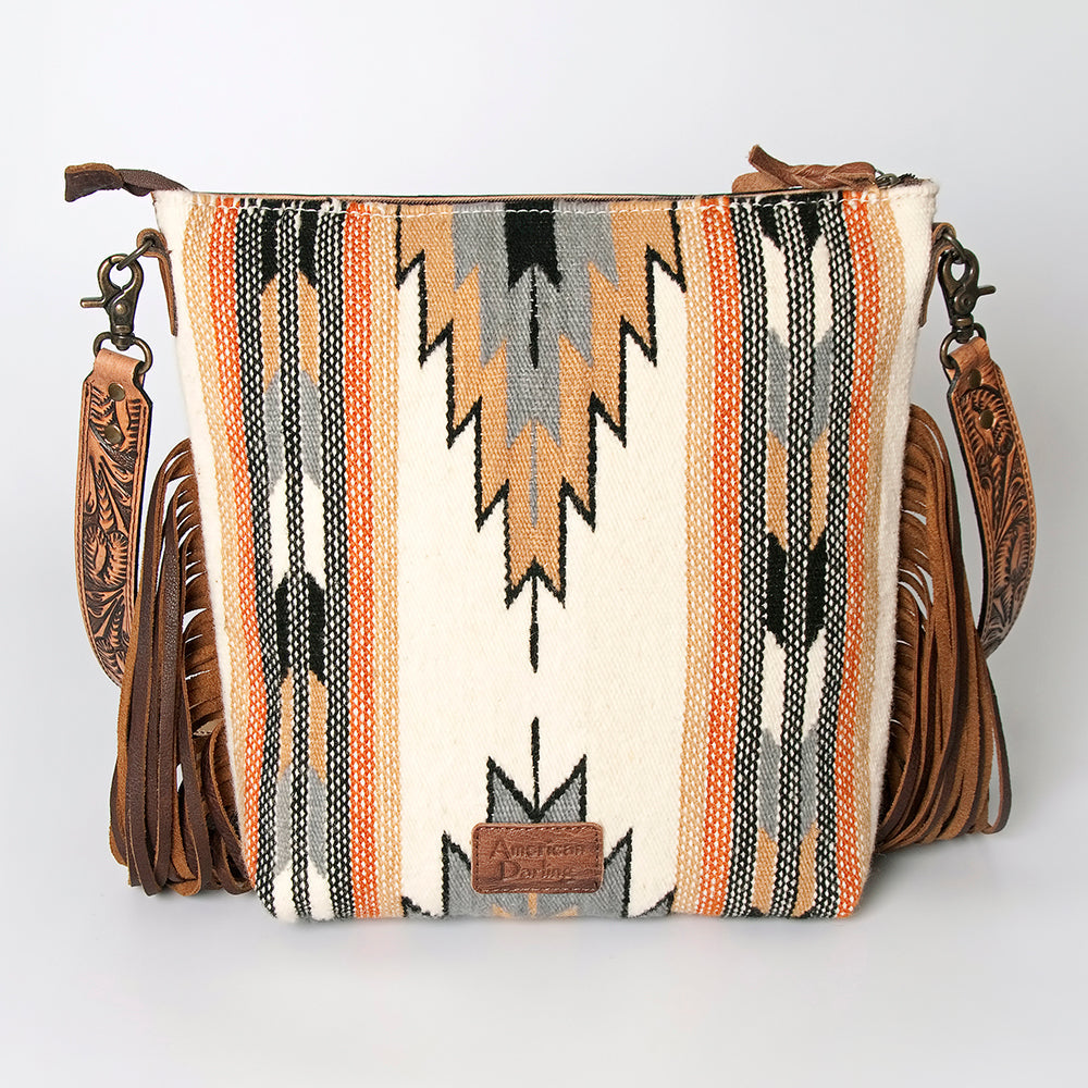 American Darling Signature Crossbody Hand Tooled Saddle Blanket Genuine Leather