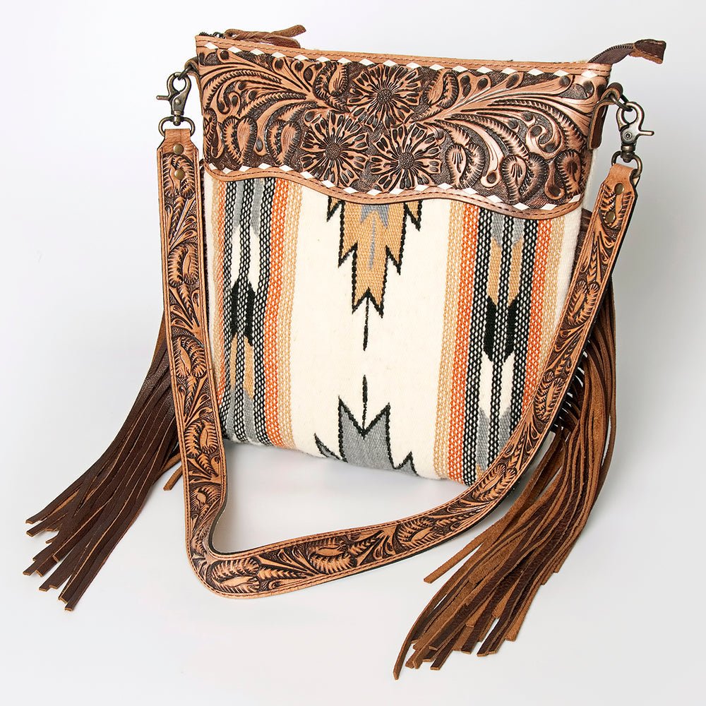 American Darling Signature Crossbody Hand Tooled Saddle Blanket Genuine Leather