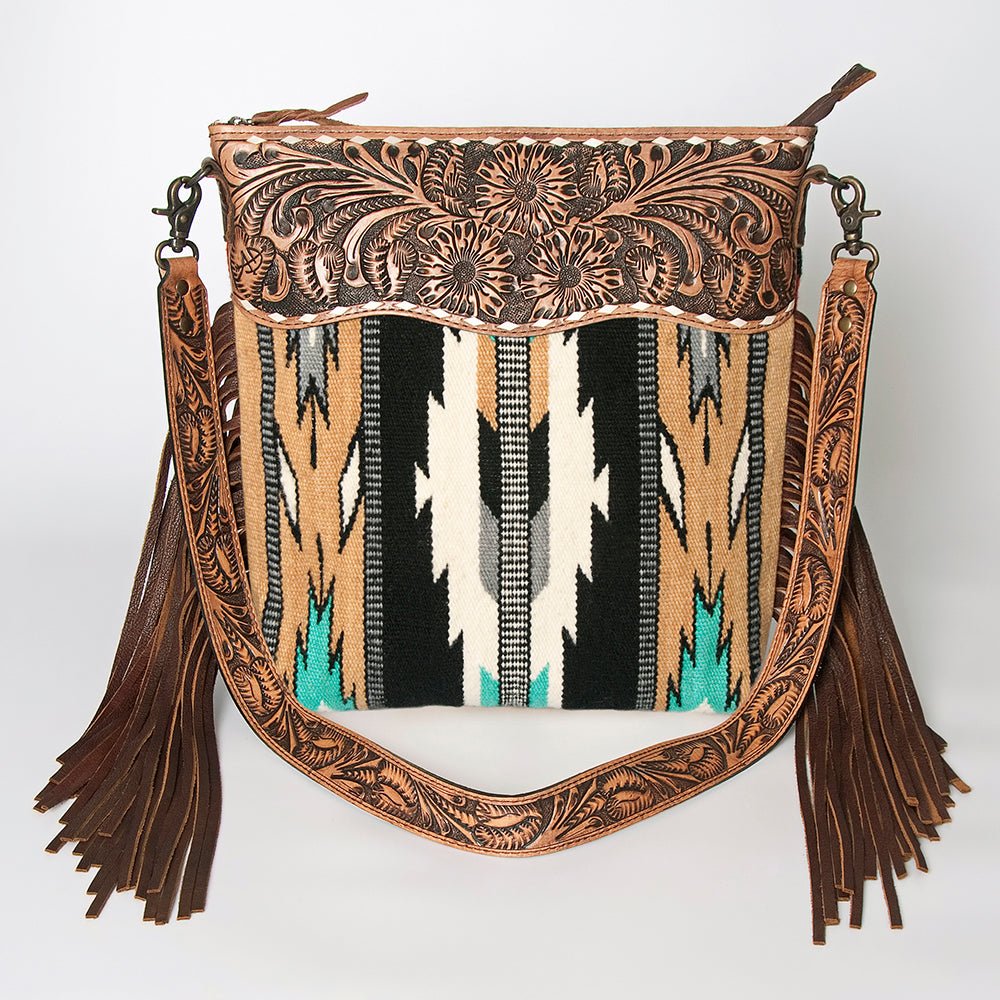 American Darling Signature Crossbody Hand Tooled Saddle Blanket Genuine Leather