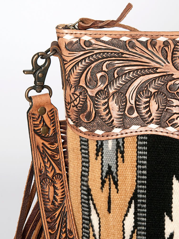 American Darling Signature Crossbody Hand Tooled Saddle Blanket Genuine Leather