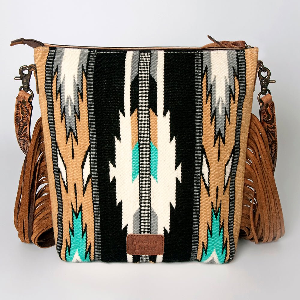 American Darling Signature Crossbody Hand Tooled Saddle Blanket Genuine Leather