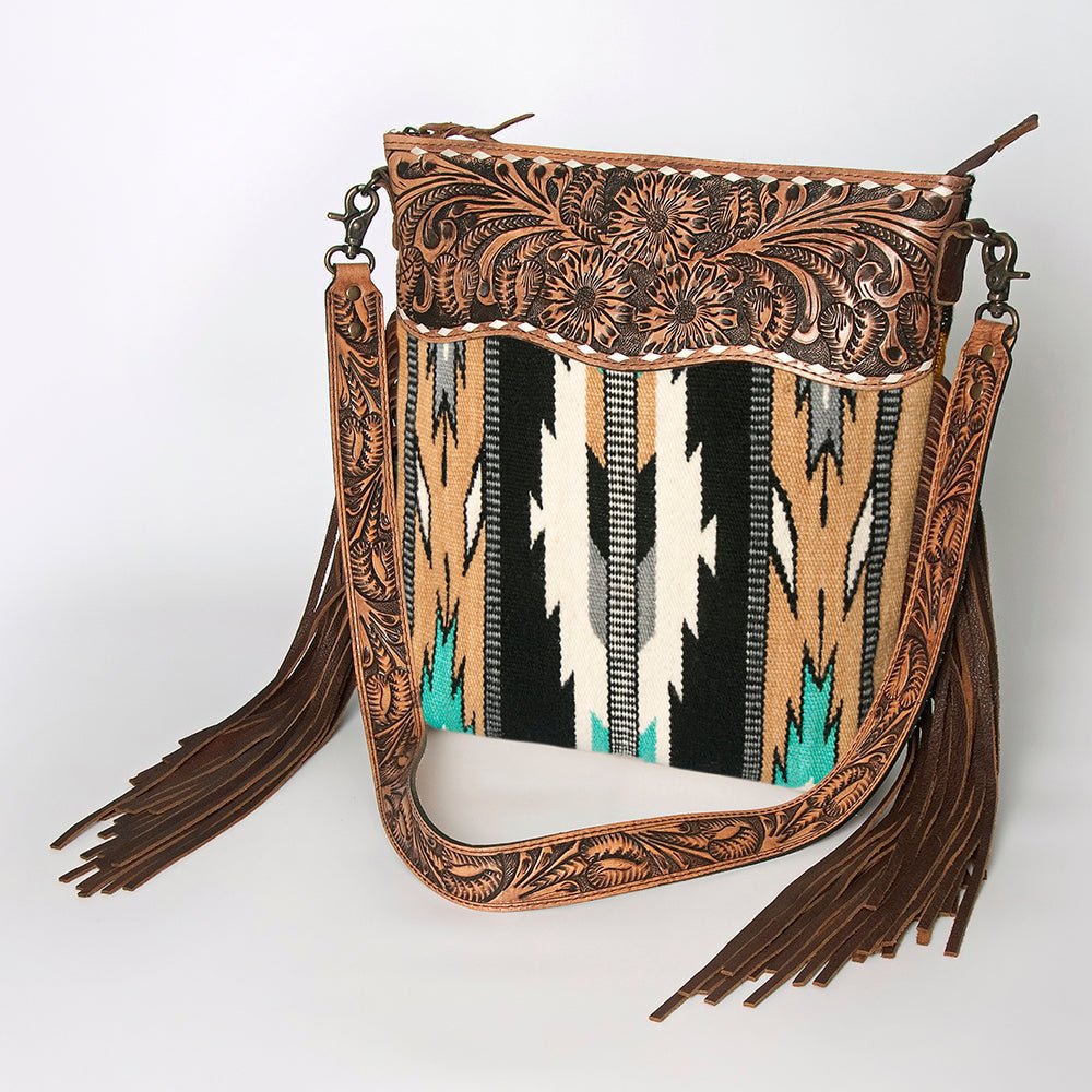 American Darling Signature Crossbody Hand Tooled Saddle Blanket Genuine Leather