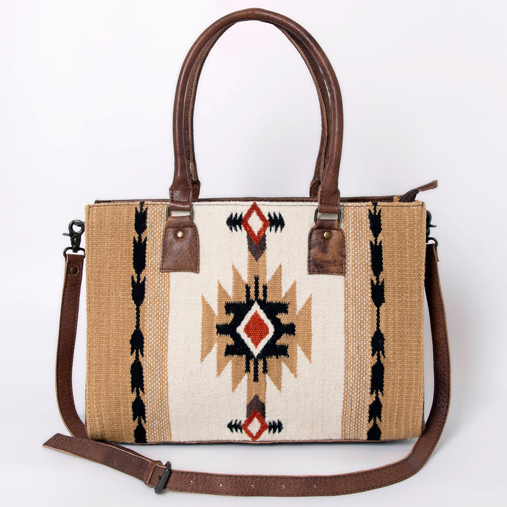 American Darling Tote Saddle Blanket Fabric Genuine Leather Western Women Bag Handbag Purse | for College Casual Travel Bags