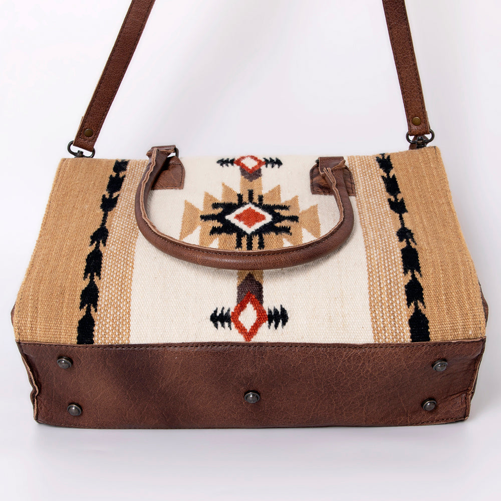 American Darling Tote Saddle Blanket Fabric Genuine Leather Western Women Bag Handbag Purse | for College Casual Travel Bags