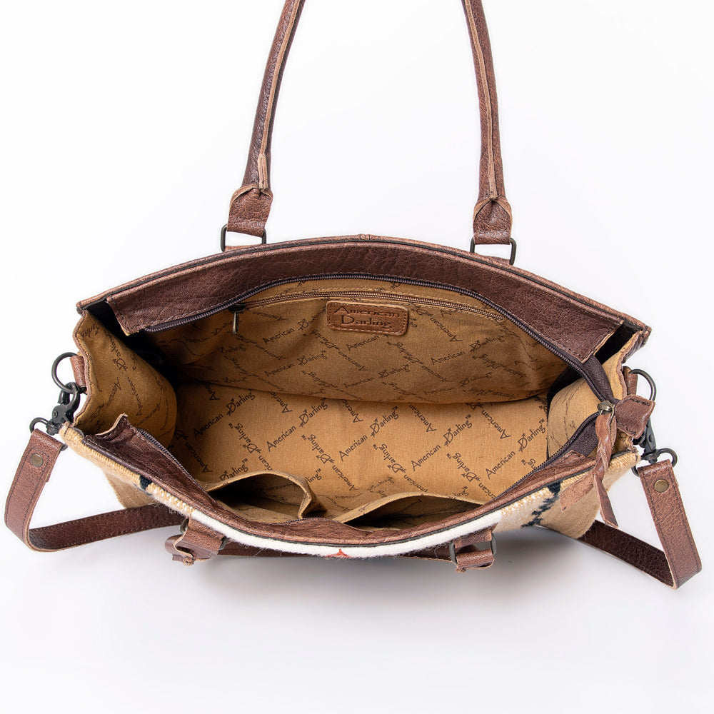 American Darling Tote Saddle Blanket Fabric Genuine Leather Western Women Bag Handbag Purse | for College Casual Travel Bags