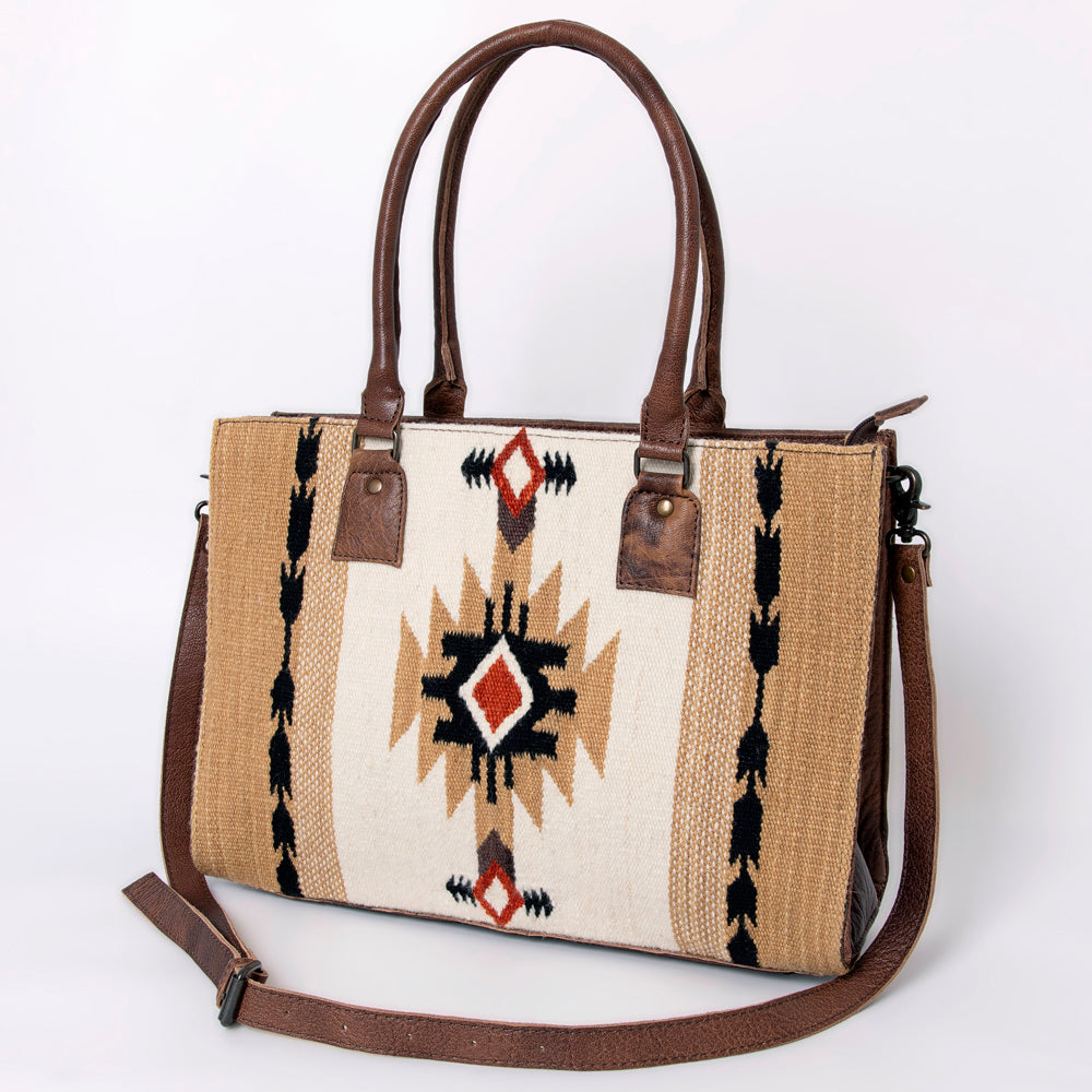 American Darling Tote Saddle Blanket Fabric Genuine Leather Western Women Bag Handbag Purse | for College Casual Travel Bags