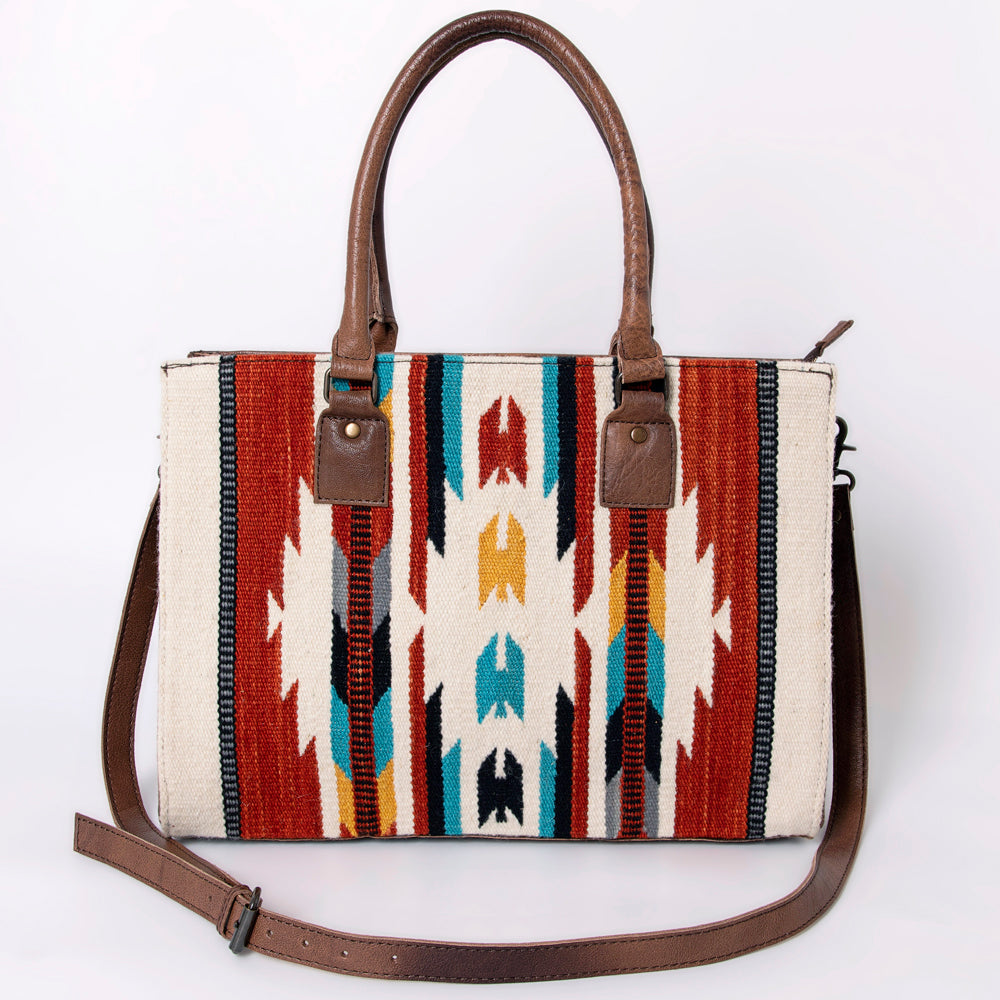 American Darling Tote Saddle Blanket Fabric Genuine Leather Western Women Bag Handbag Purse | for College Casual Travel Bags