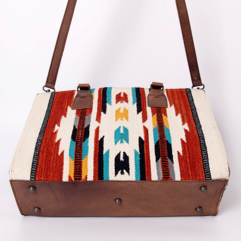 American Darling Tote Saddle Blanket Fabric Genuine Leather Western Women Bag Handbag Purse | for College Casual Travel Bags