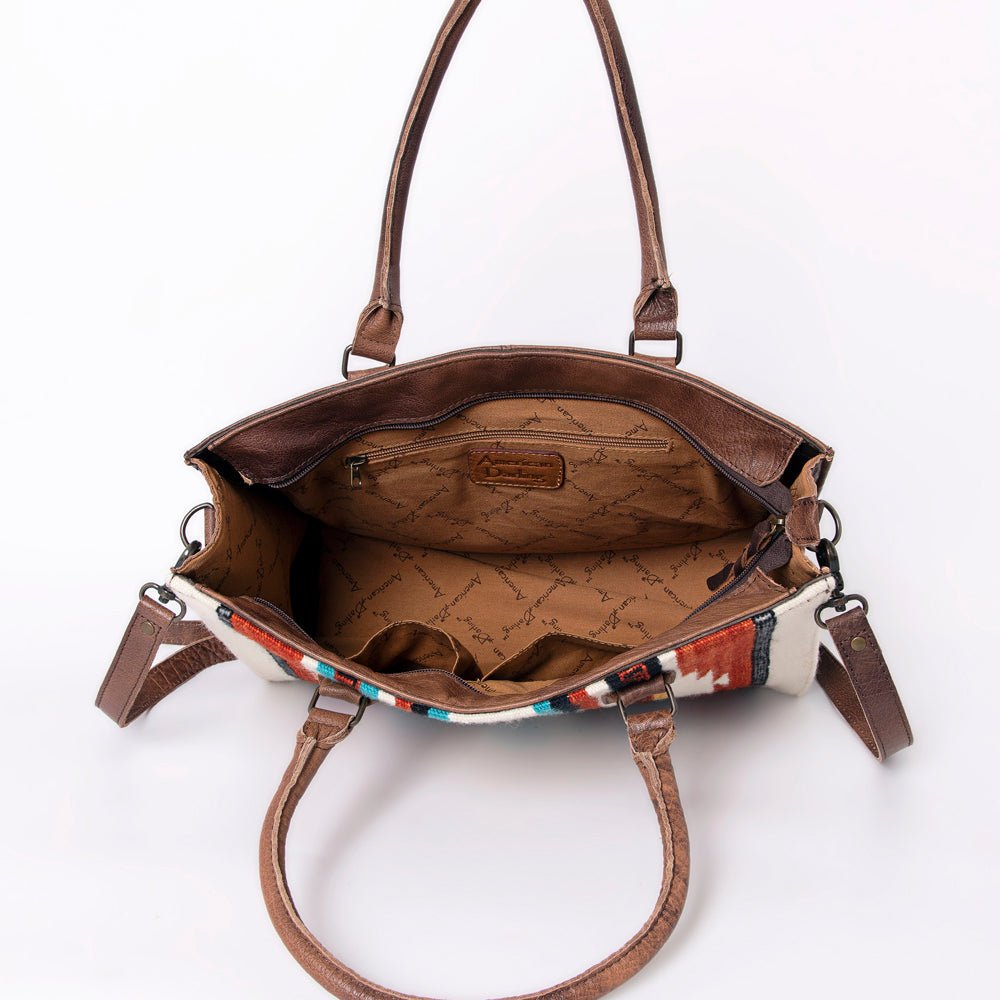 American Darling Tote Saddle Blanket Fabric Genuine Leather Western Women Bag Handbag Purse | for College Casual Travel Bags