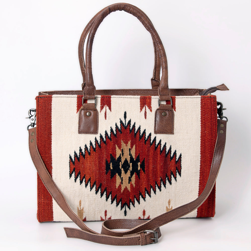 American Darling Tote Saddle Blanket Fabric Genuine Leather Western Women Bag Handbag Purse | for College Casual Travel Bags
