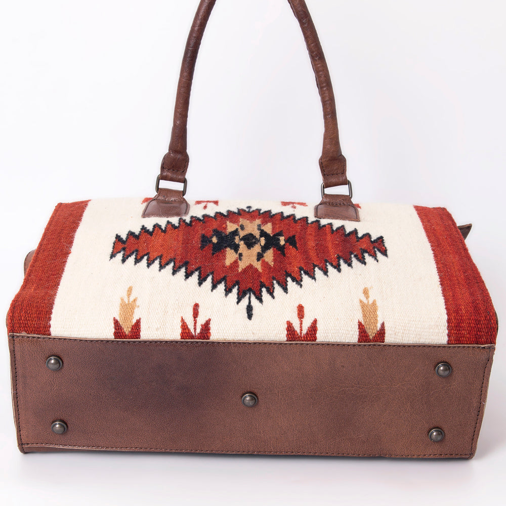 American Darling Tote Saddle Blanket Fabric Genuine Leather Western Women Bag Handbag Purse | for College Casual Travel Bags