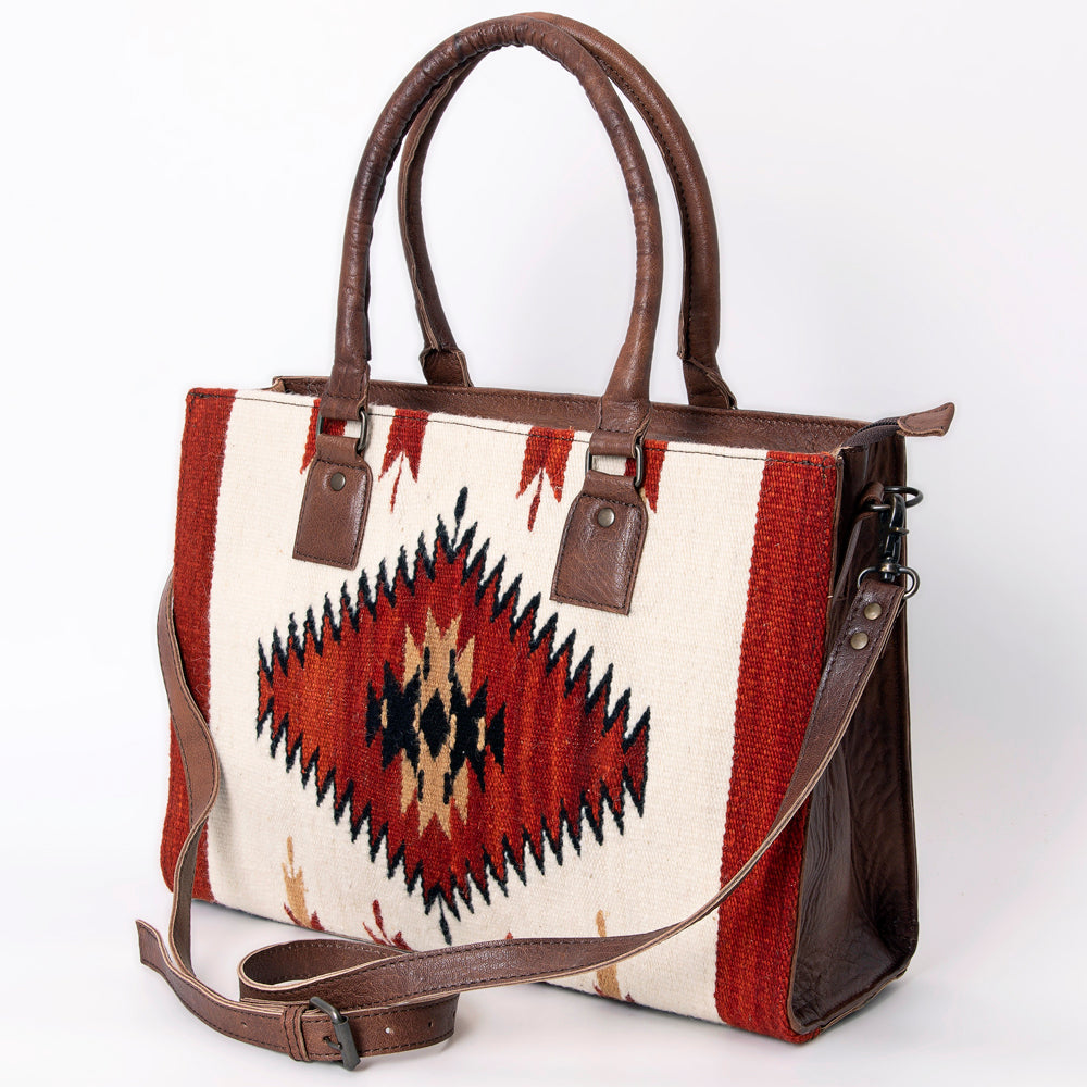 American Darling Tote Saddle Blanket Fabric Genuine Leather Western Women Bag Handbag Purse | for College Casual Travel Bags