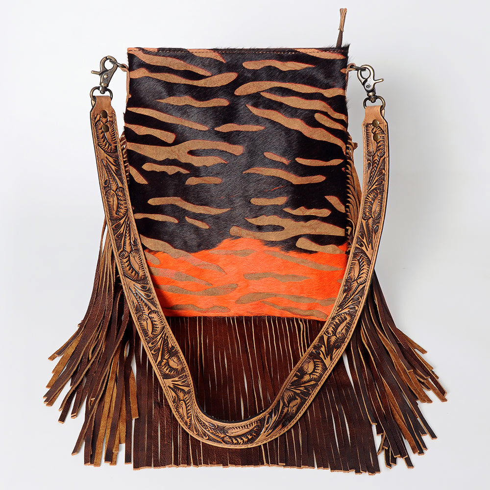American Darling Messenger Hand Tooled Hair On Genuine Leather Western Women Bag Handbag Purse | Cute
