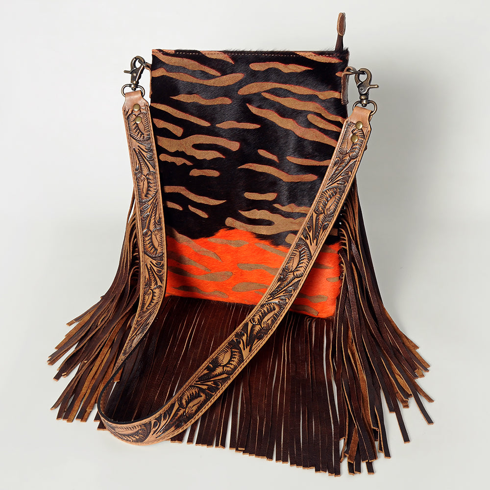 American Darling Messenger Hand Tooled Hair On Genuine Leather Western Women Bag Handbag Purse | Cute