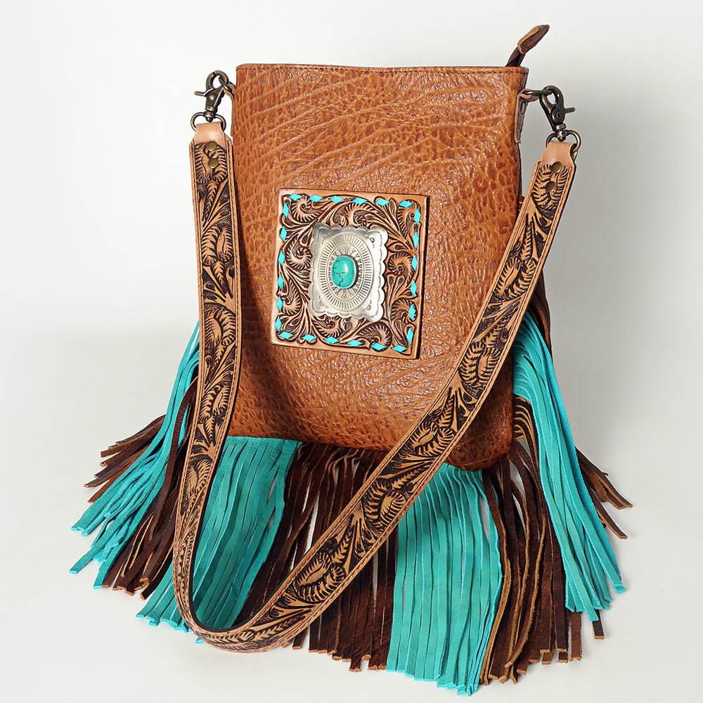 American Darling Messenger Hand Tooled Hair On Genuine Leather Western Women Bag Handbag Purse | Cute