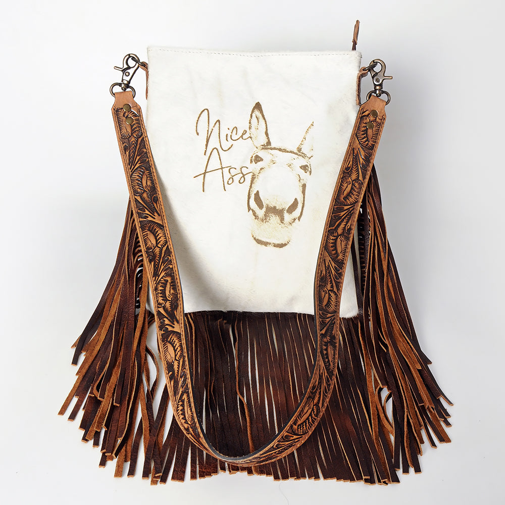 American Darling Messenger Hand Tooled Hair On Genuine Leather Western Women Bag Handbag Purse | Cute