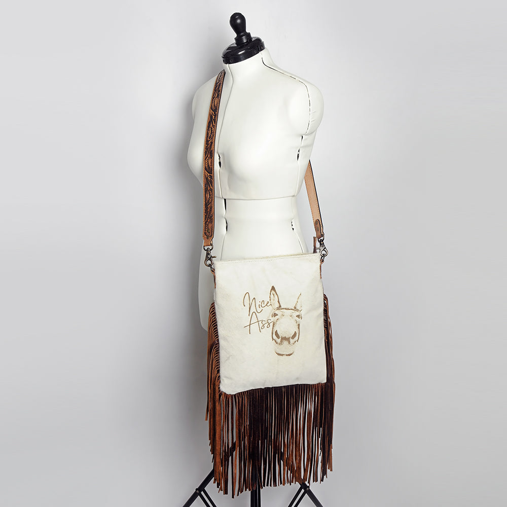 American Darling Messenger Hand Tooled Hair On Genuine Leather Western Women Bag Handbag Purse | Cute