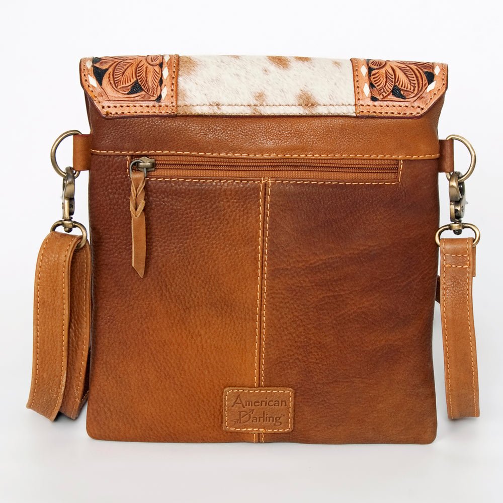 American Darling Messenger Hand Tooled Hair-On Genuine Leather