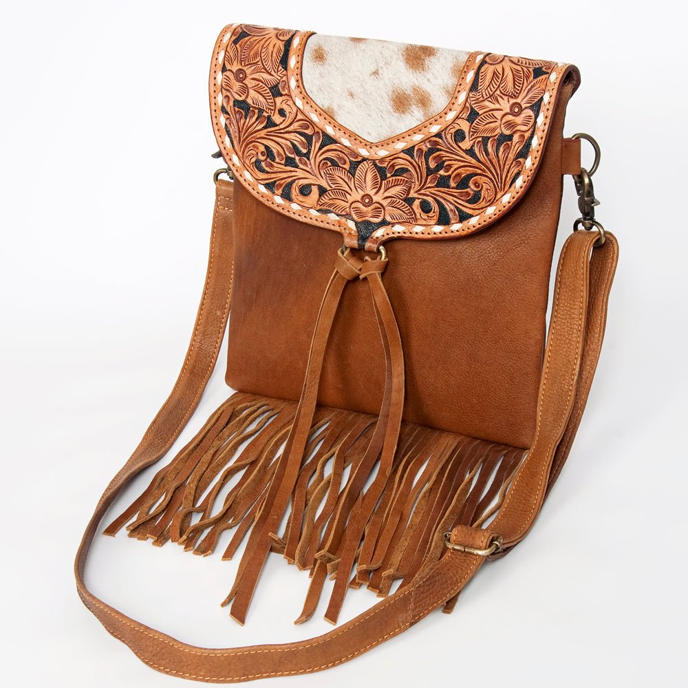 American Darling Messenger Hand Tooled Hair-On Genuine Leather
