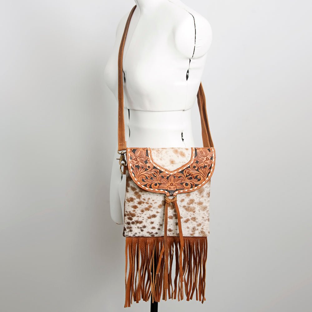 American Darling Messenger Hand Tooled Hair-On Genuine Leather