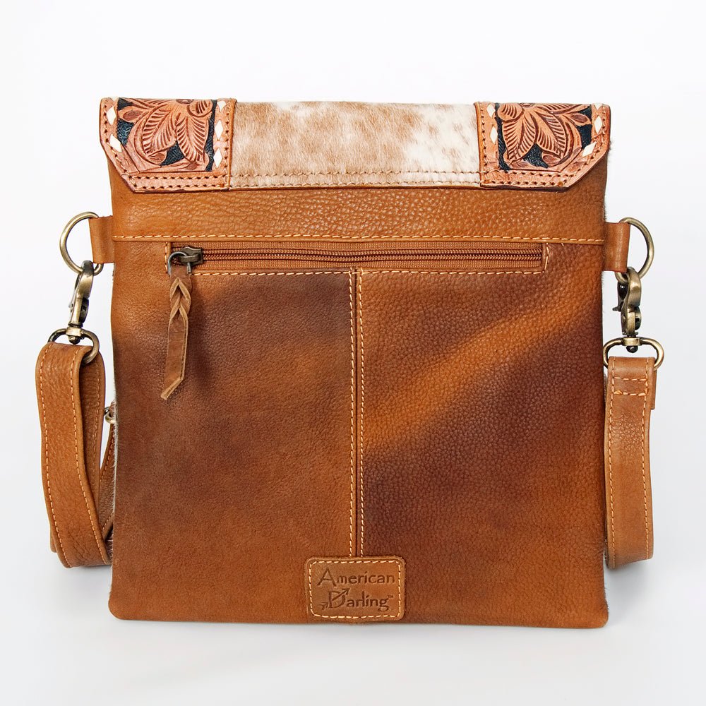 American Darling Messenger Hand Tooled Hair-On Genuine Leather