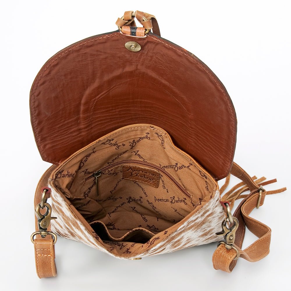 American Darling Messenger Hand Tooled Hair-On Genuine Leather