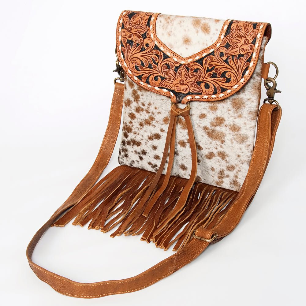 American Darling Messenger Hand Tooled Hair-On Genuine Leather