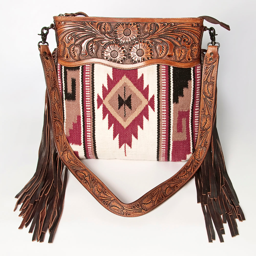American Darling Hand-Tooled Saddle Blanket Leather Crossbody Bag