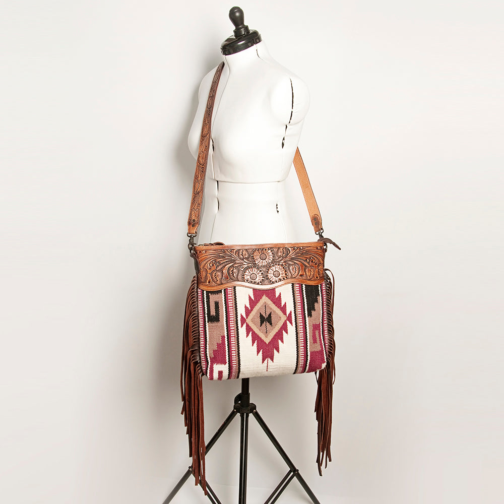 American Darling Hand-Tooled Saddle Blanket Leather Crossbody Bag