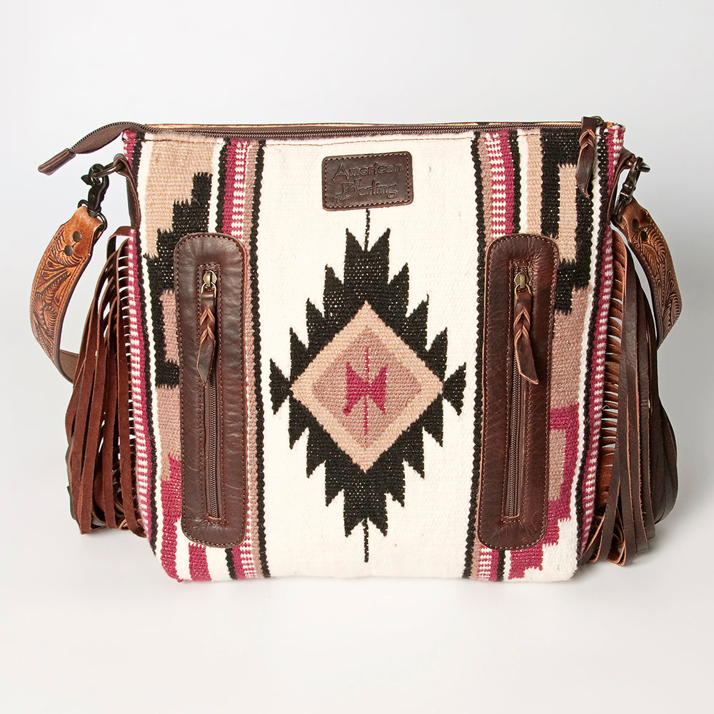American Darling Hand-Tooled Saddle Blanket Leather Crossbody Bag