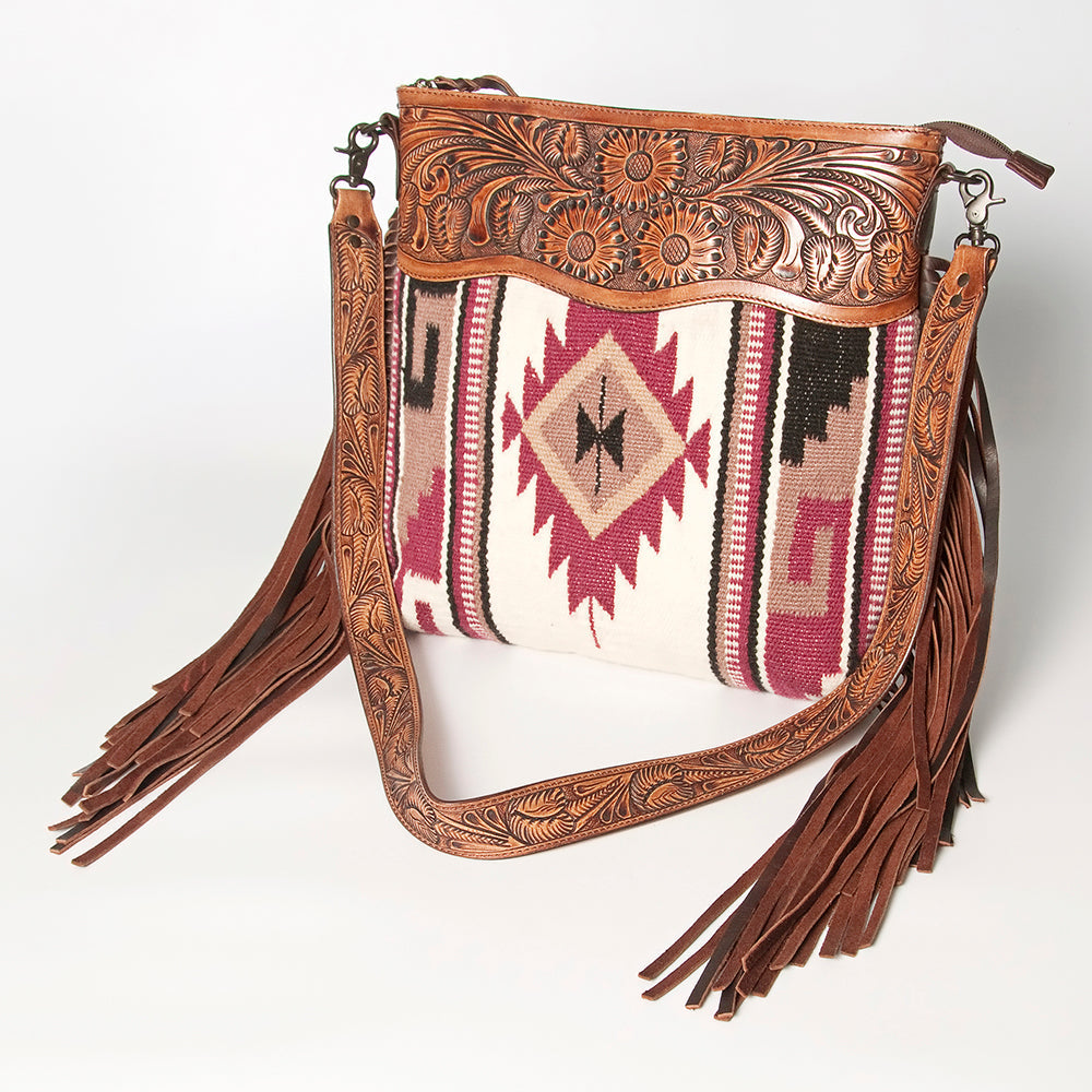 American Darling Hand-Tooled Saddle Blanket Leather Crossbody Bag
