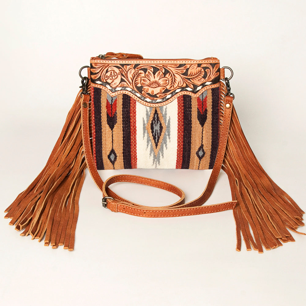 American Darling Crossbody Hand Tooled Saddle Blanket Genuine Leather