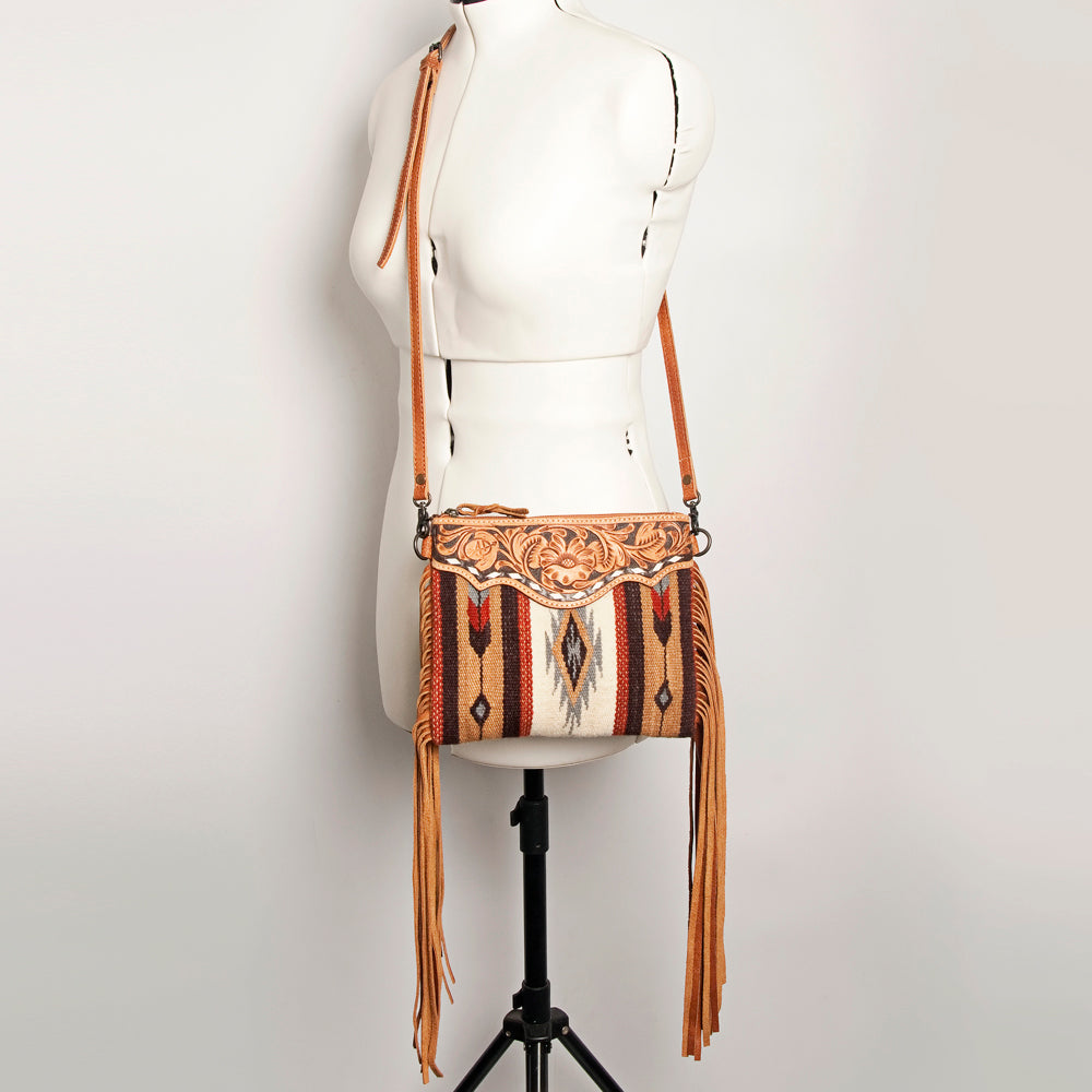 American Darling Crossbody Hand Tooled Saddle Blanket Genuine Leather