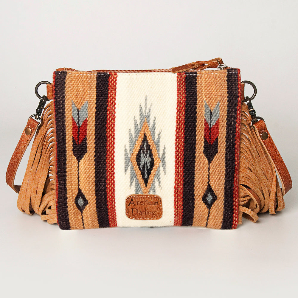 American Darling Crossbody Hand Tooled Saddle Blanket Genuine Leather