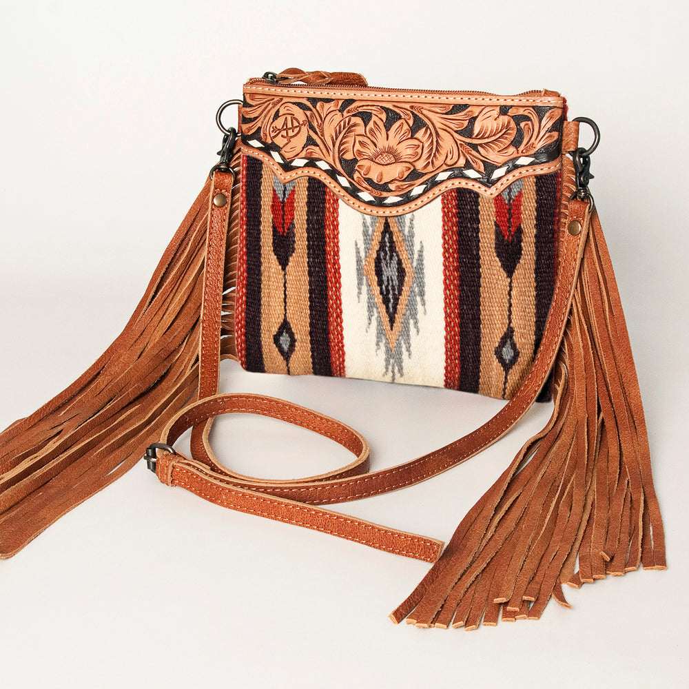 American Darling Crossbody Hand Tooled Saddle Blanket Genuine Leather
