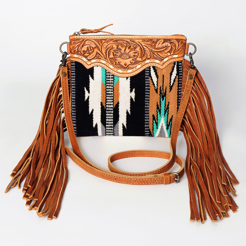 American Darling Crossbody Hand Tooled Saddle Blanket Genuine Leather