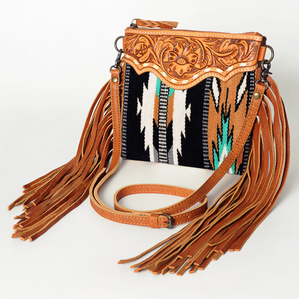 American Darling Crossbody Hand Tooled Saddle Blanket Genuine Leather