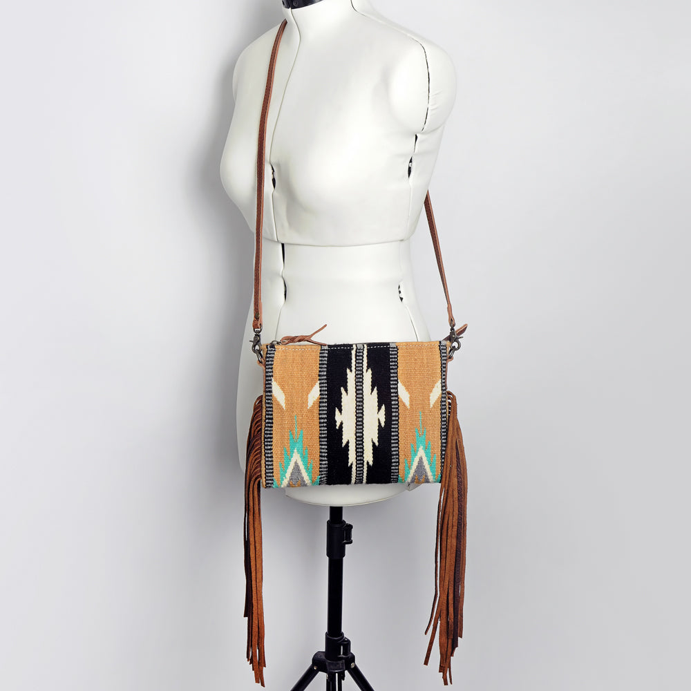 American Darling Crossbody Hand Tooled Saddle Blanket Genuine Leather