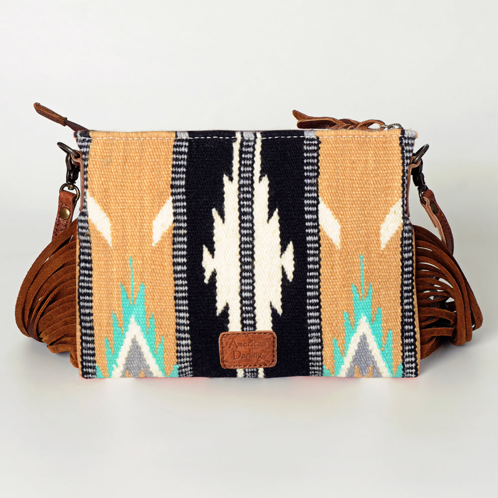 American Darling Crossbody Hand Tooled Saddle Blanket Genuine Leather