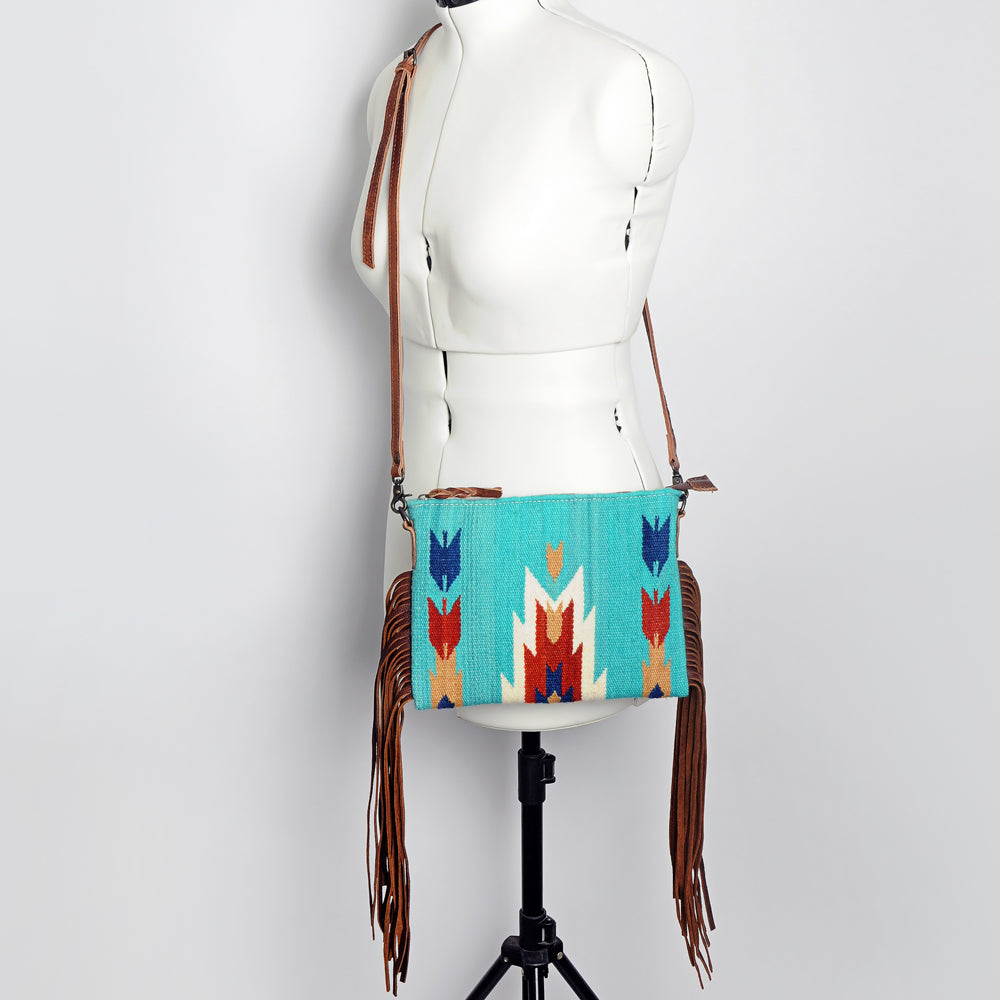 American Darling Crossbody Hand Tooled Saddle Blanket Genuine Leather