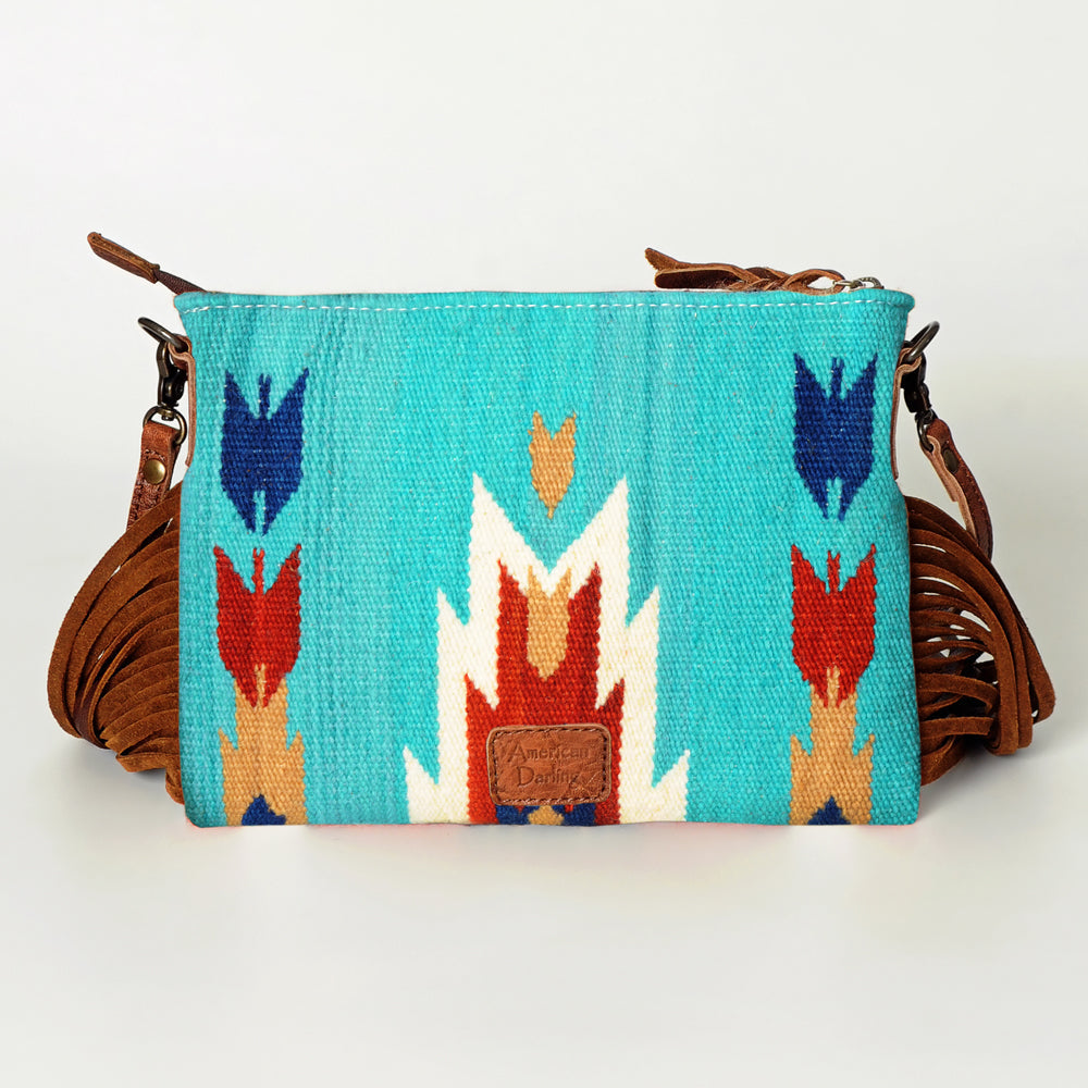 American Darling Crossbody Hand Tooled Saddle Blanket Genuine Leather