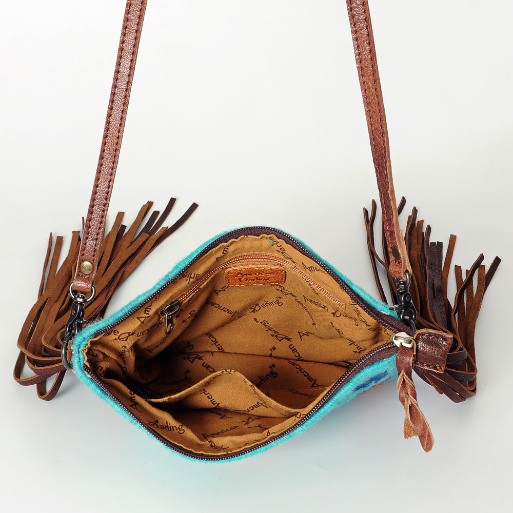 American Darling Crossbody Hand Tooled Saddle Blanket Genuine Leather