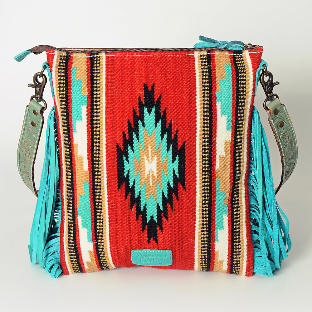 American Darling Crossbody Hand Tooled Saddle Blanket Genuine Leather