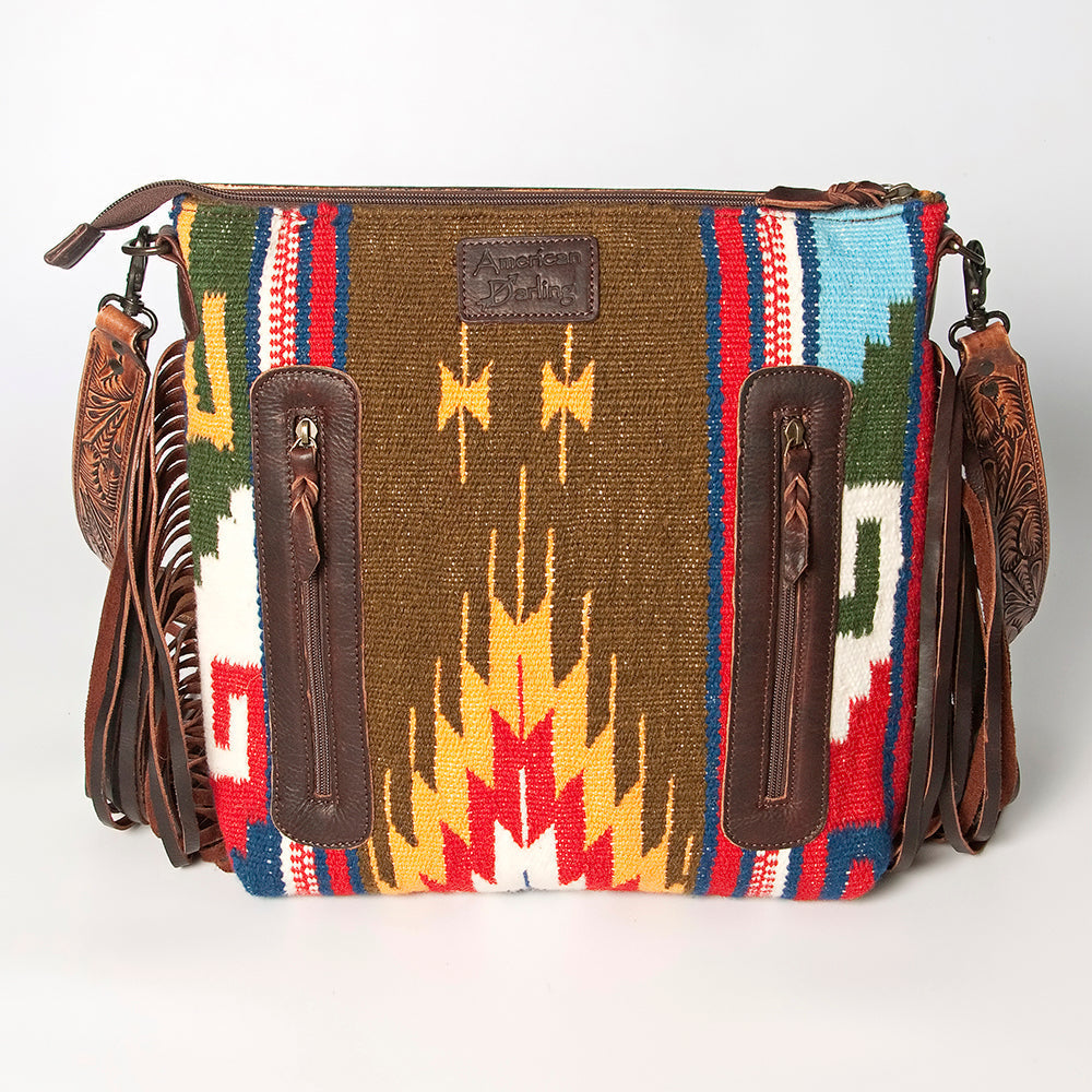 American Darling Hand-Tooled Saddle Blanket Leather Crossbody Bag