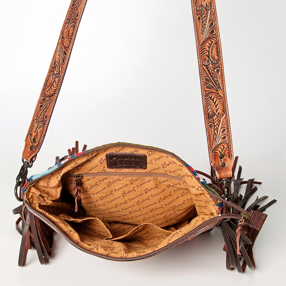 American Darling Hand-Tooled Saddle Blanket Leather Crossbody Bag